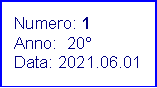 Casella di testo: Numero: 1Anno:  20Data: 2021.06.01